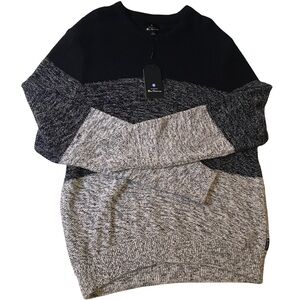 Ben Sherman Knit Ling Sleeve Sweater Navy Gray Size L